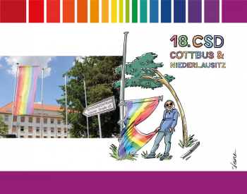 Regenbogenfahnenhissung und Ausstellungseröffnung